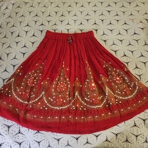 Bohemian gypsy skirt with bells and sequins - purple blue gold green silver